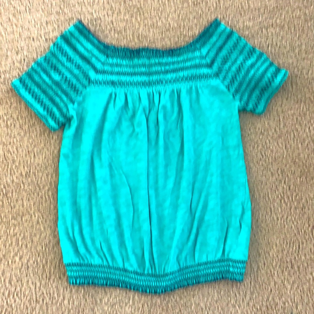 Anthropologie Deletta Maricopa Smocked Green Top